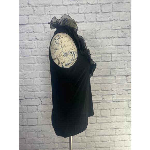 High Fashion Sleeveless Top With Fabric Ruffle Trim Women Size Medium - Picture 5 of 9